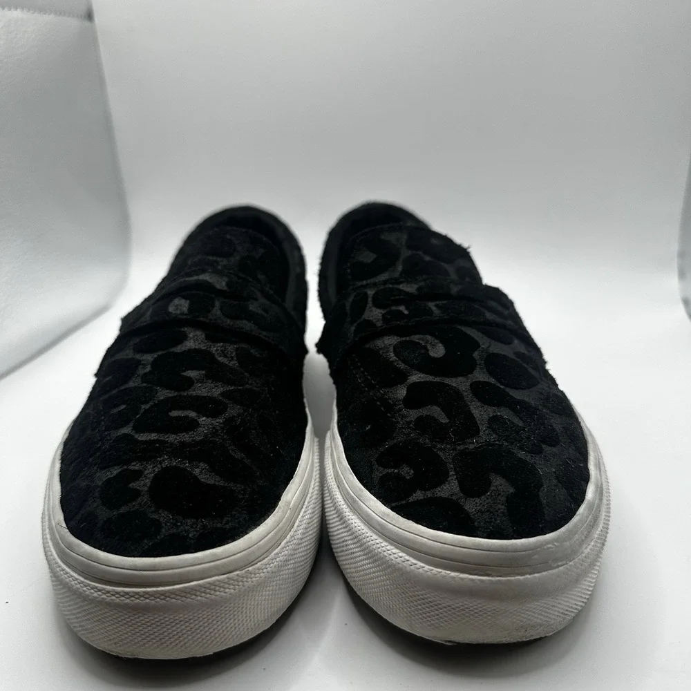 VANS Style 53 Embossed Suede Black Leopard Loafer Slip-On Sneakers M 6.5 W 8